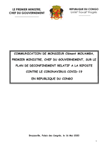 COMMUNICATION DU PREMIER MINISTRE RELATIVE AU DECONFINEMENT - 16 MAI 2020