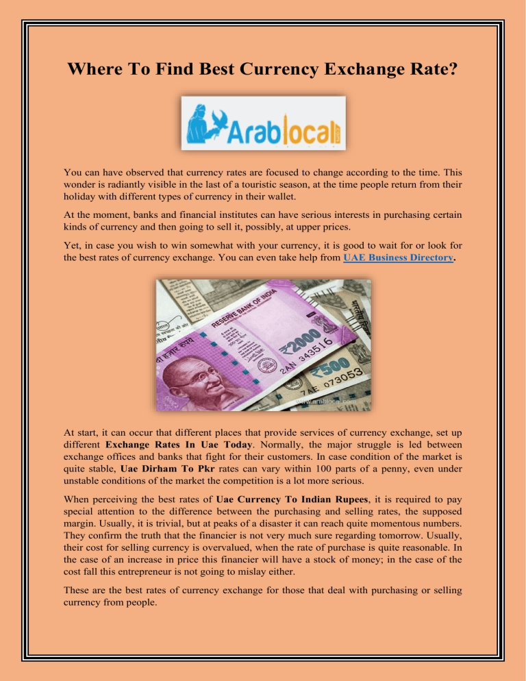 Where To Find Best Currency Exchange Rate