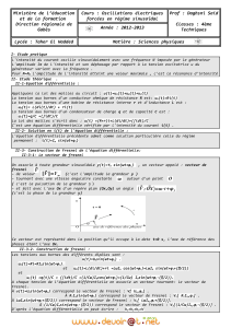 Cours - Physique Oscillations électriques forcées en régime sinusoïdal - Bac Technique (2012-2013) Mr Daghsni Said