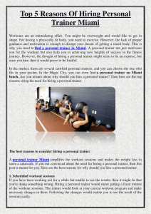 Top 5 Reasons Of Hiring Personal Trainer Miami