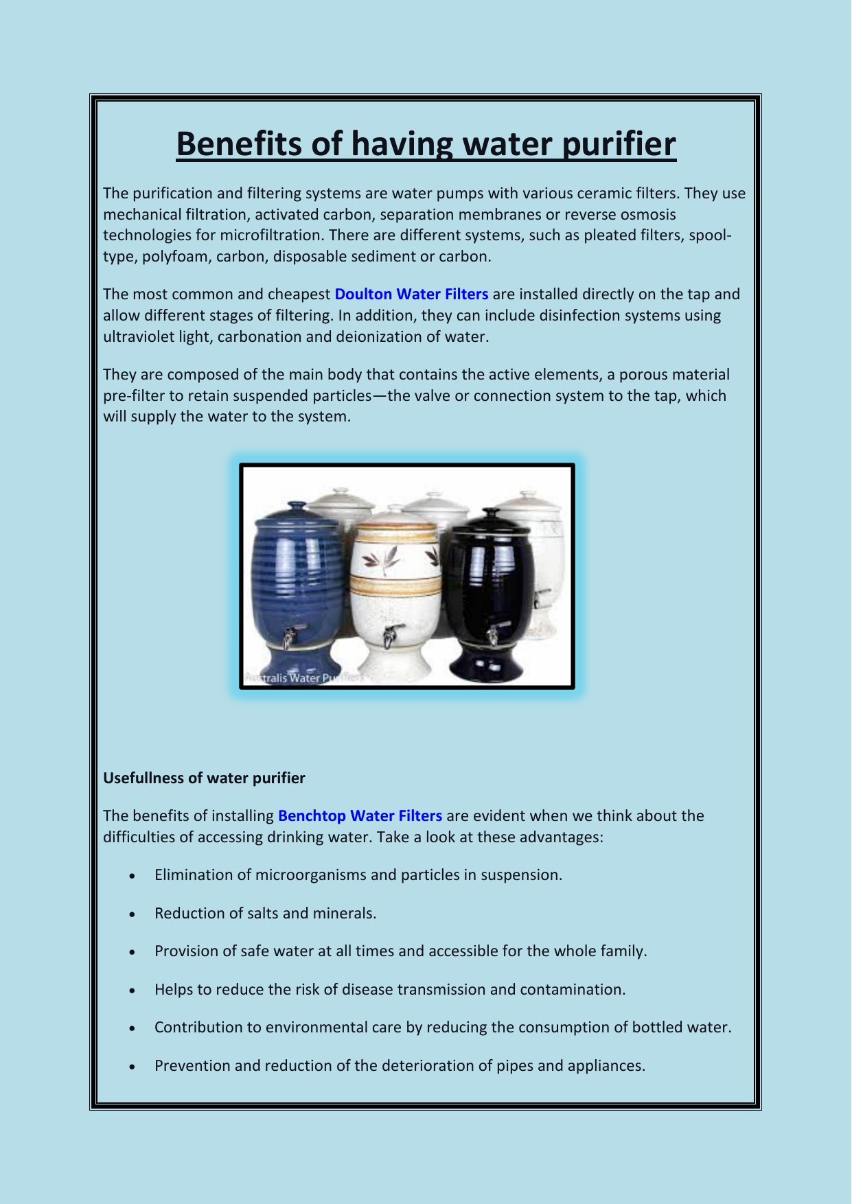 Drinking Water Filter System