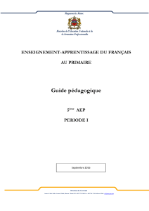 Guide d'enseignement du français - 5ème AEP, Période I