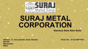 Stainless Steel Allen Bolts SURAJ METAL CORPORATION