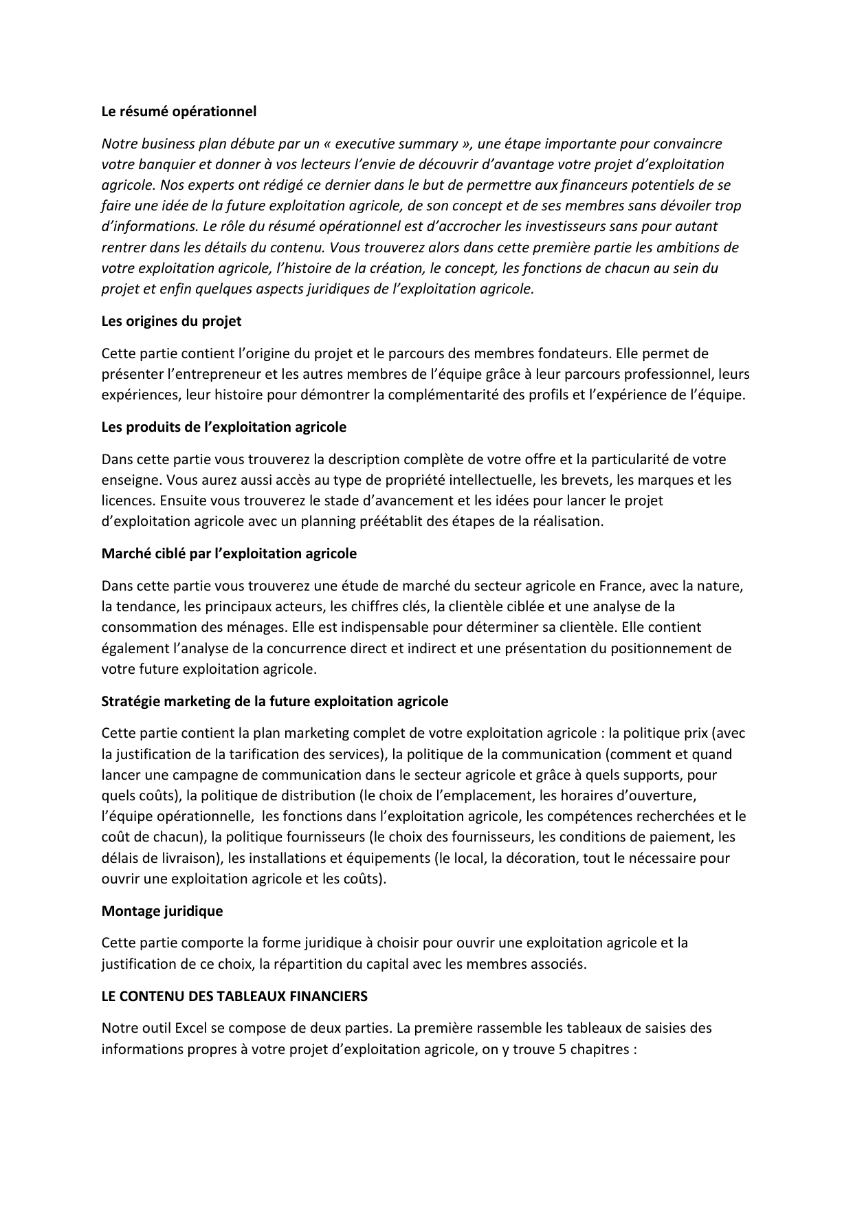 exemple business plan agricole pdf