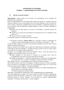 Sociologie : &Eacute;pist&eacute;mologie des sciences sociales - Notes de cours
