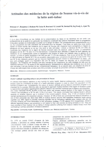 ATTITUDES DES MEDECIN DE LA REGION DE SOUSSE VIS A VIS DE LA LUTE ANTI TABAC