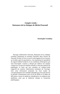 Compte-rendu : Naissance de la clinique de Michel Foucault