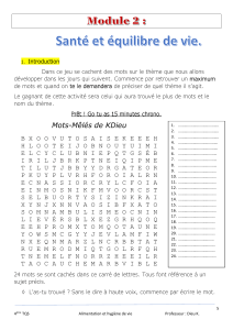 Alimentation et hygi&egrave;ne de vie : Mots-m&ecirc;l&eacute;s et enqu&ecirc;te