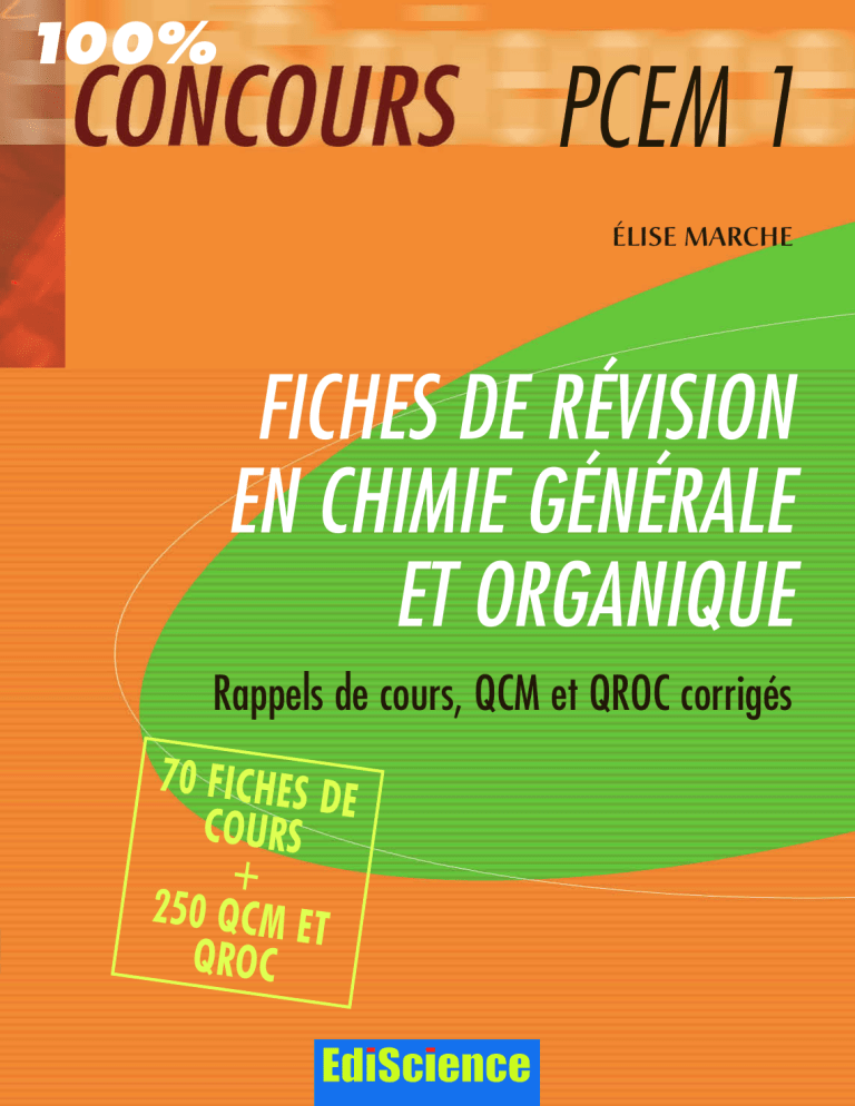 Fiches De Révision En Chimie Générale Et Organi