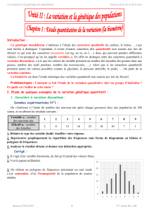 Variation et génétique des populations : Cours et exercices
