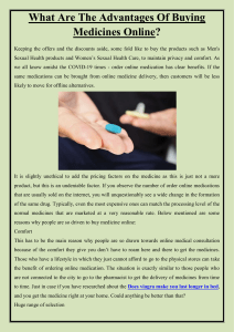 What Are The Advantages Of Buying Medicines Online