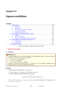 Espaces euclidiens : Produit scalaire et endomorphismes orthogonaux