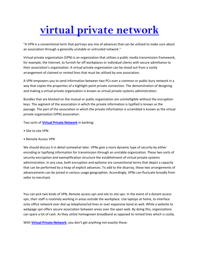 literature review of virtual private network