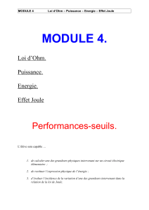 module 4 Loi d’Ohm – Puissance – Energie – Effet Joule