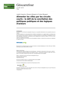 ALIMENTER LES VILLES PAR LES CIRCUITS COURTS
