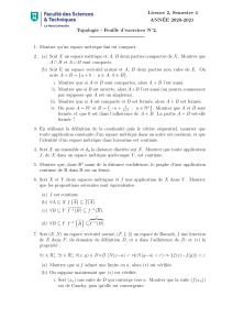 Topologie L2 Maths - Feuille d'exercices