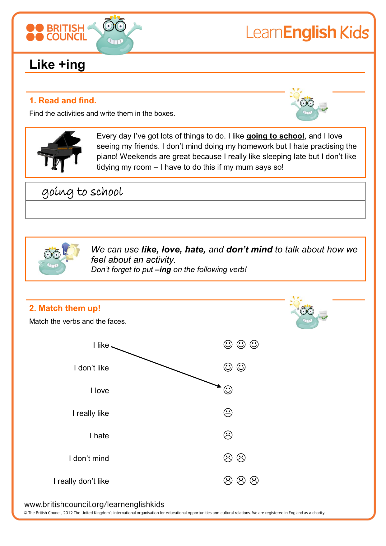 Grammar games like ing worksheet