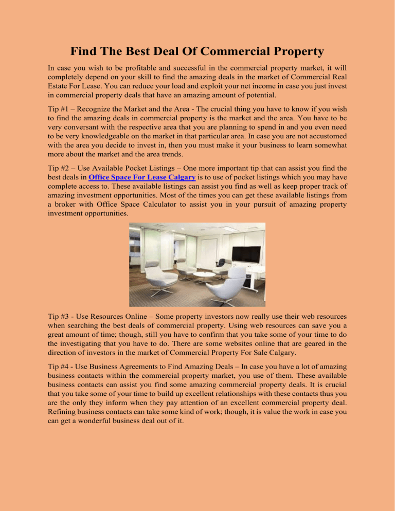 Find The Best Deal Of Commercial Property