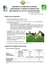 cahier des charges bio production biologique lait bovins