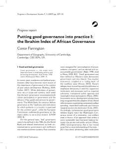 Putting Good Governance into Practice I