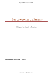 Les categories d'aliments - collège des Enseignants de Nutrition