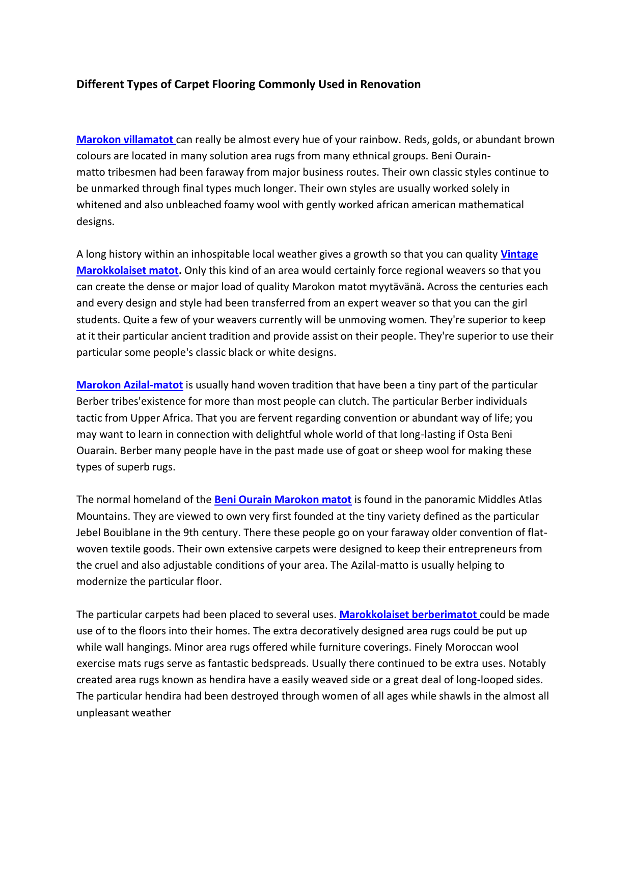 Different Types Of Carpet Flooring Commonly Used In Renovation