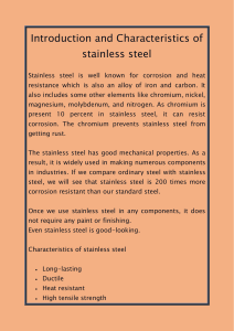 Introduction and Characteristics of stainless steel