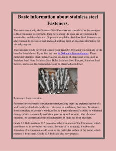 Basic information about stainless steel Fasteners