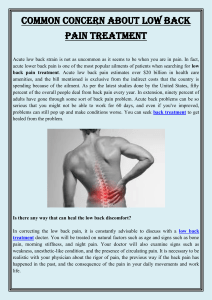 Common Concern About Low Back Pain Treatment