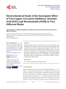 Electrochemical Study of the Synergistic Effect of Two Copper Corrosion Inhibitors, Nicotinic Acid (NAC) and Nicotinamide (NAM) in Two Different Media