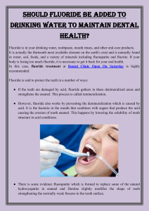 Should Fluoride Be Added to Drinking Water to Maintain Dental Health