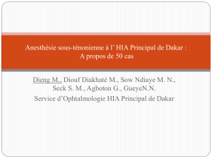 Anesthésie sous-ténonienne à l’ HIA Principal de Dakar