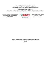 Liste des revues scientifiques pr&eacute;datrices 2021
