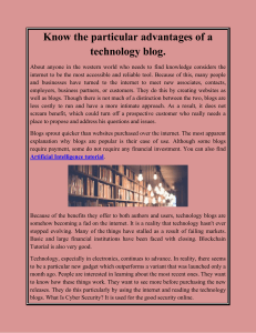 Know the particular advantages of a technology blog