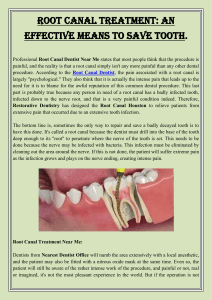 Root Canal Treatment  An Effective Means To Save Tooth