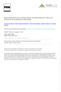 Biais Perceptifs et Attributions Interethniques chez les enfants scolarisés en primaire