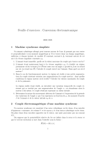 Conversion &eacute;lectrom&eacute;canique : Exercices sur Machines Synchrones