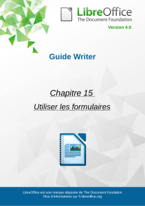 Guide Writer. Chapitre 15. Utiliser les formulaires