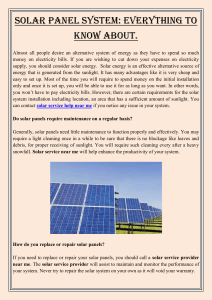 Solar Panel System  Everything to know about