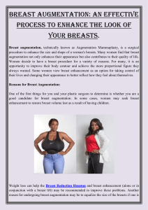 Breast augmentation  An Effective Process To Enhance The Look Of Your Breasts