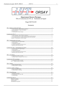 TDs Traitement du Signal - S&eacute;ries de Fourier, Convolution, Filtrage