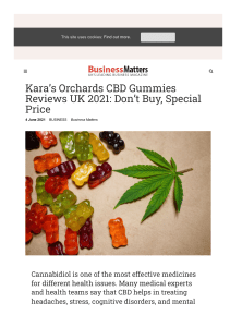 Kara's Orchards CBD Gummies - It Helps To Kill Stress & Chronic Pains?