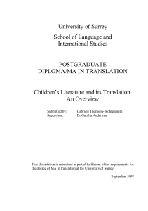 Childrens Literature and its Translation