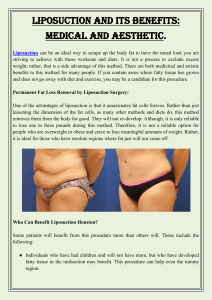 Liposuction And Its Benefits Medical And Aesthetic