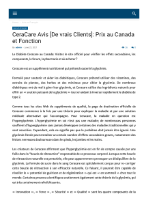Ceracare Review: Scam "CERACARE" Complément de diabète Ingrédients