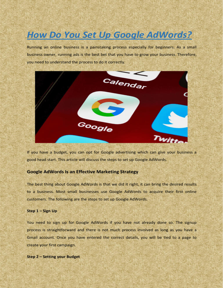 How Do You Set Up Google AdWords