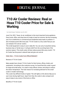 T10 Air Cooler [Scam Or Legit] — Is It Worthy?