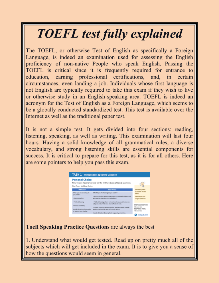 toefl sample essays with answers