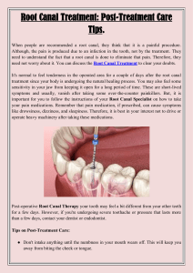 Root Canal Treatment Post Treatment Care Tips