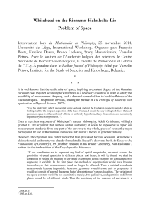 Whitehead on the Riemann-Helmholtz-Lie